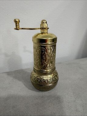Authentic 4" Turkish Pepper Salt Spice Grinder Mill-Brass-Ni Shiny GOLD Colour
